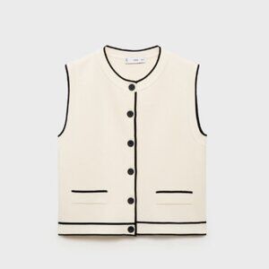 MANGO KNITTED WAISTCOAT WITH CONTRAST PIPING